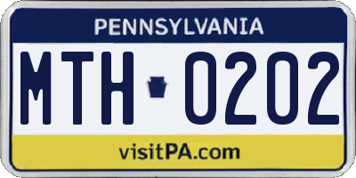 PA license plate MTH0202