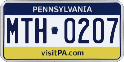 PA license plate MTH0207