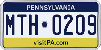 PA license plate MTH0209