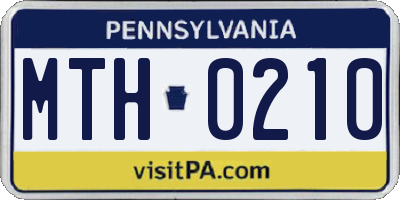 PA license plate MTH0210