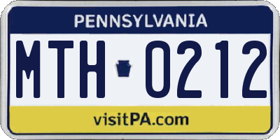 PA license plate MTH0212