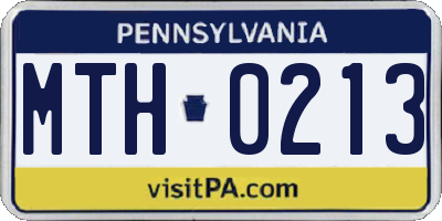 PA license plate MTH0213