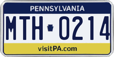 PA license plate MTH0214