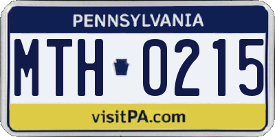 PA license plate MTH0215