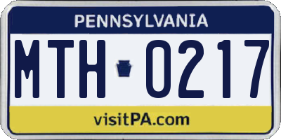 PA license plate MTH0217