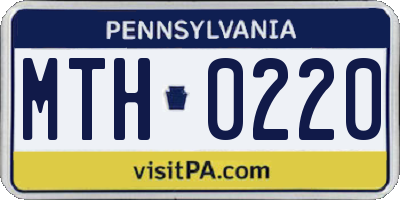 PA license plate MTH0220