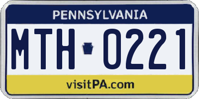 PA license plate MTH0221