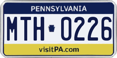 PA license plate MTH0226