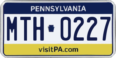 PA license plate MTH0227