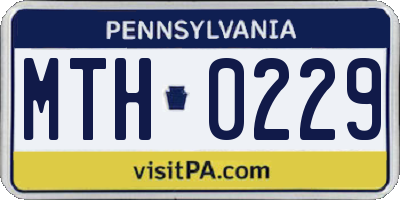 PA license plate MTH0229