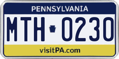 PA license plate MTH0230