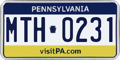 PA license plate MTH0231