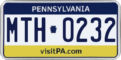 PA license plate MTH0232