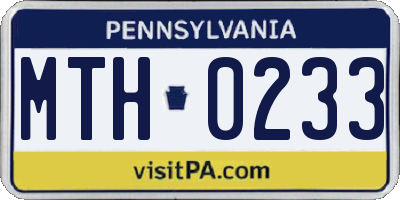 PA license plate MTH0233