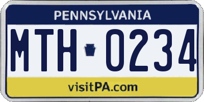 PA license plate MTH0234