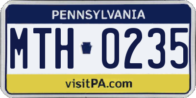 PA license plate MTH0235