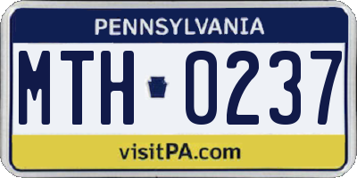 PA license plate MTH0237