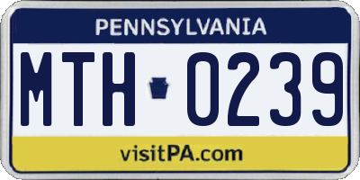 PA license plate MTH0239
