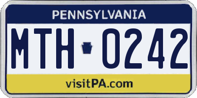 PA license plate MTH0242