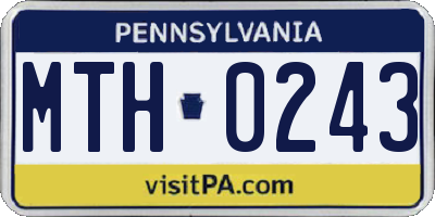 PA license plate MTH0243