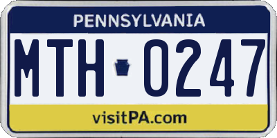 PA license plate MTH0247