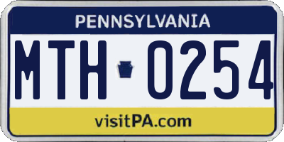 PA license plate MTH0254