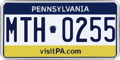 PA license plate MTH0255