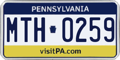 PA license plate MTH0259