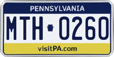 PA license plate MTH0260