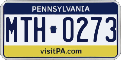 PA license plate MTH0273