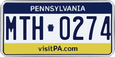 PA license plate MTH0274
