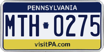PA license plate MTH0275