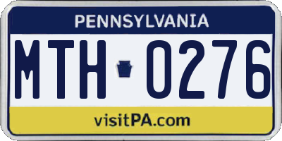 PA license plate MTH0276