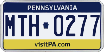 PA license plate MTH0277