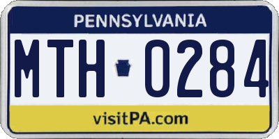 PA license plate MTH0284