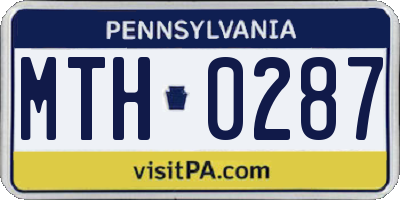 PA license plate MTH0287