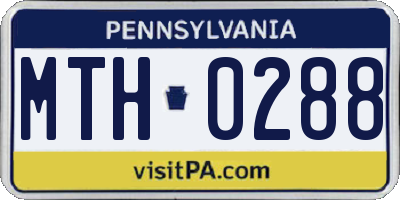 PA license plate MTH0288
