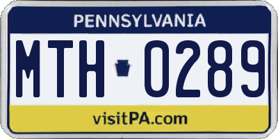 PA license plate MTH0289