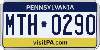 PA license plate MTH0290