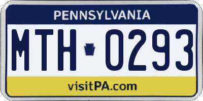 PA license plate MTH0293