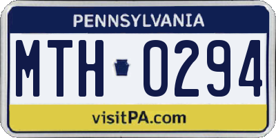 PA license plate MTH0294