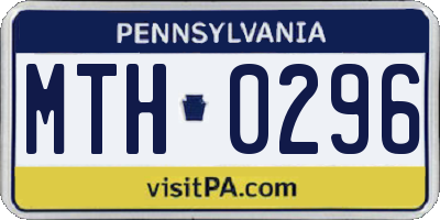 PA license plate MTH0296