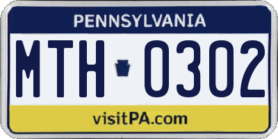 PA license plate MTH0302