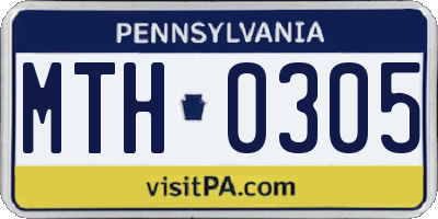 PA license plate MTH0305