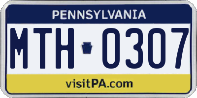 PA license plate MTH0307