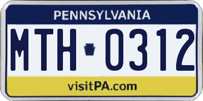 PA license plate MTH0312