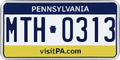 PA license plate MTH0313