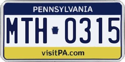 PA license plate MTH0315