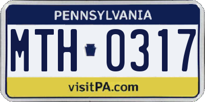 PA license plate MTH0317