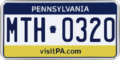PA license plate MTH0320